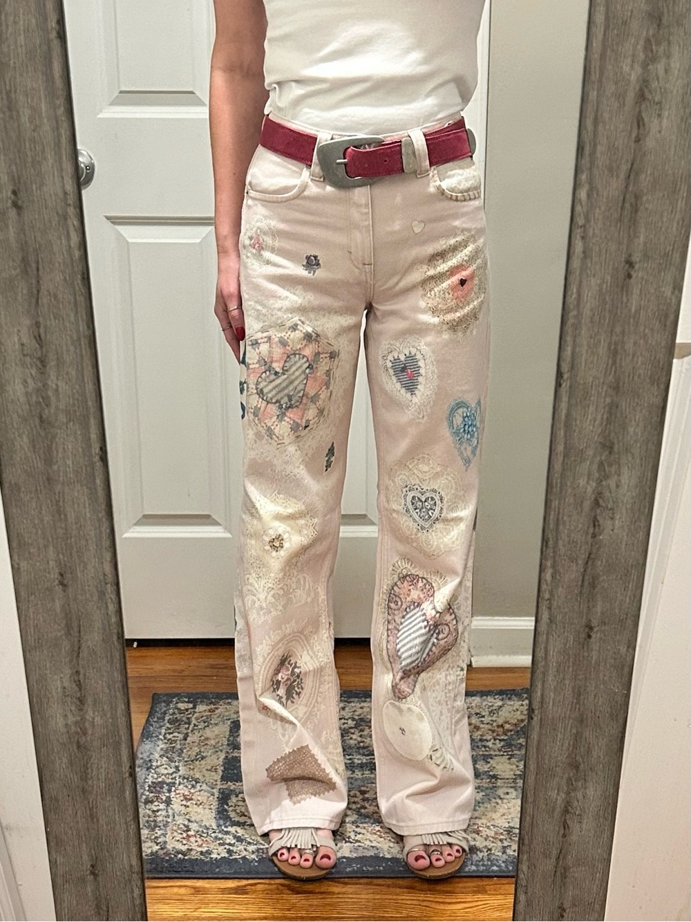 NWT We The Free Tinsley Printed Jeans in Illusions Heirloom Ivory - Picture 13 of 16